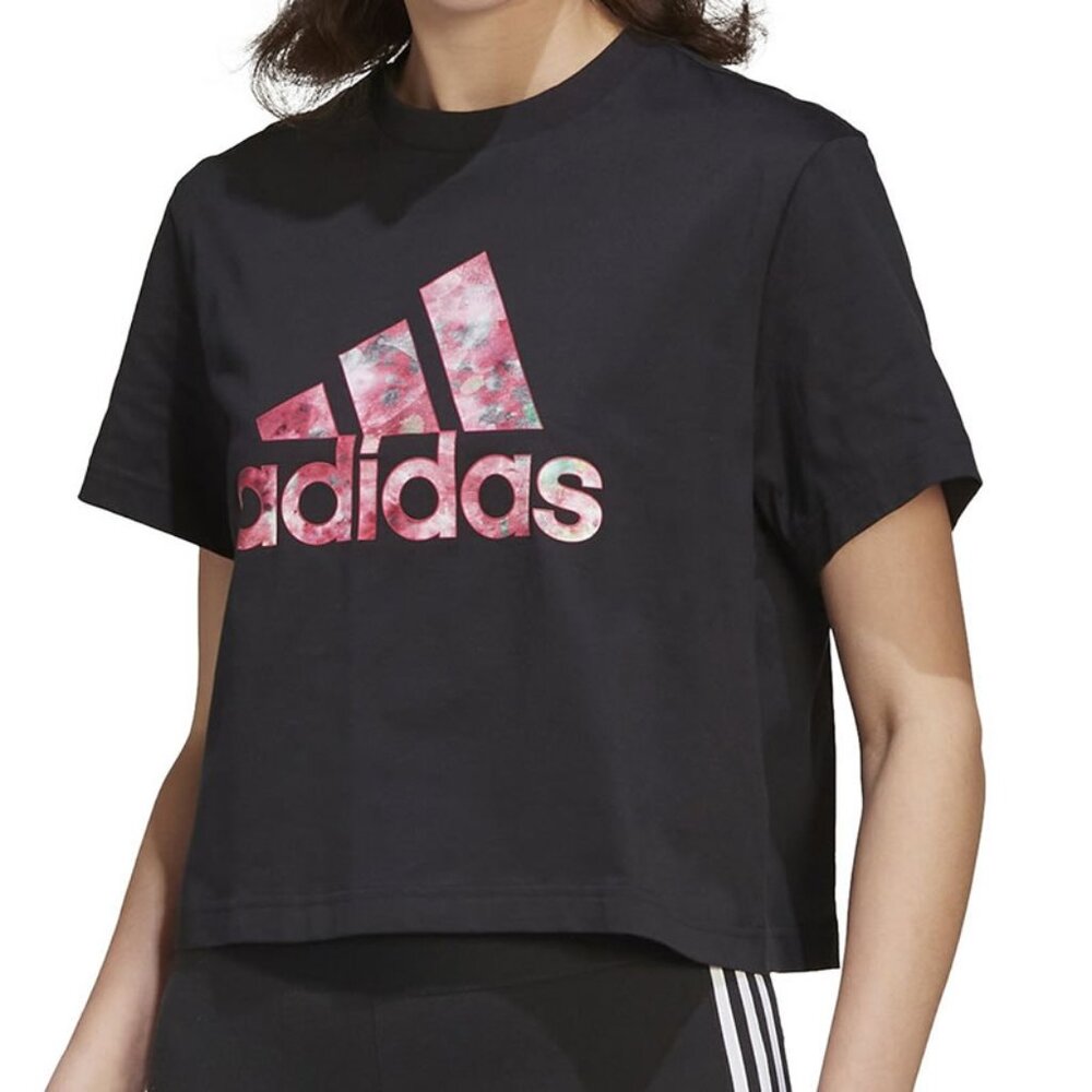 Adidas x Zoe Saldana Graphic Logo Cropped T-Shirt Tee